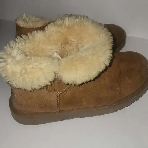 UGG Milla Classic Boots Brown Womens Suede Toscana Sheepskin Trim - Picture 4 of 4